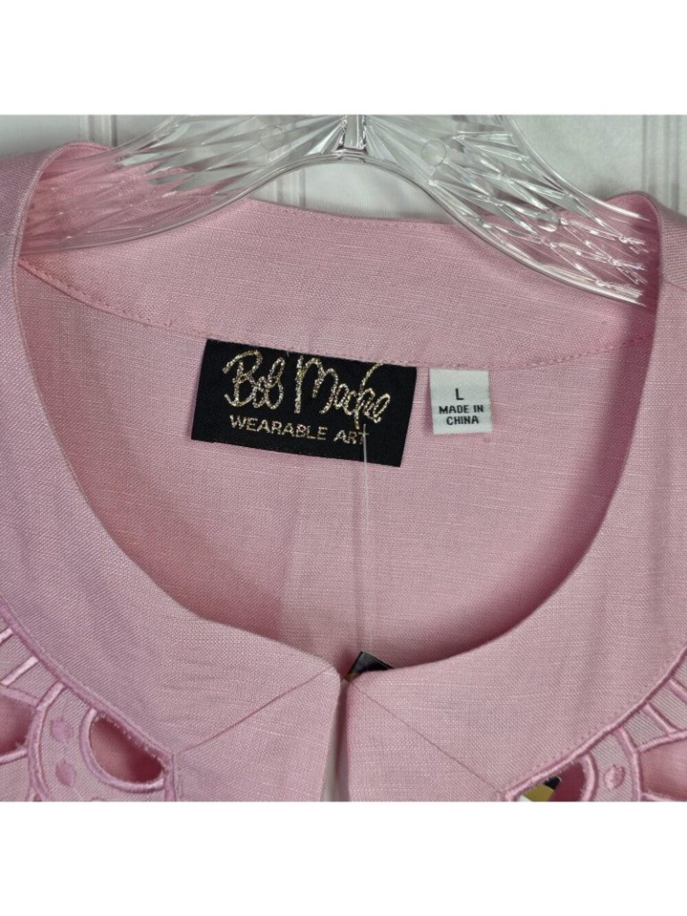 Bob Mackie Wearable Art Jacket Tank Set Womens XL Pink Linen Cutout Cottagecore - Picture 2 of 16